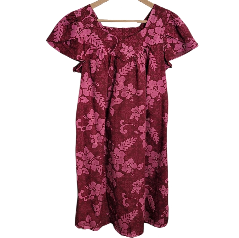 Vintage Hawaiian Floral Print Muumuu Dress